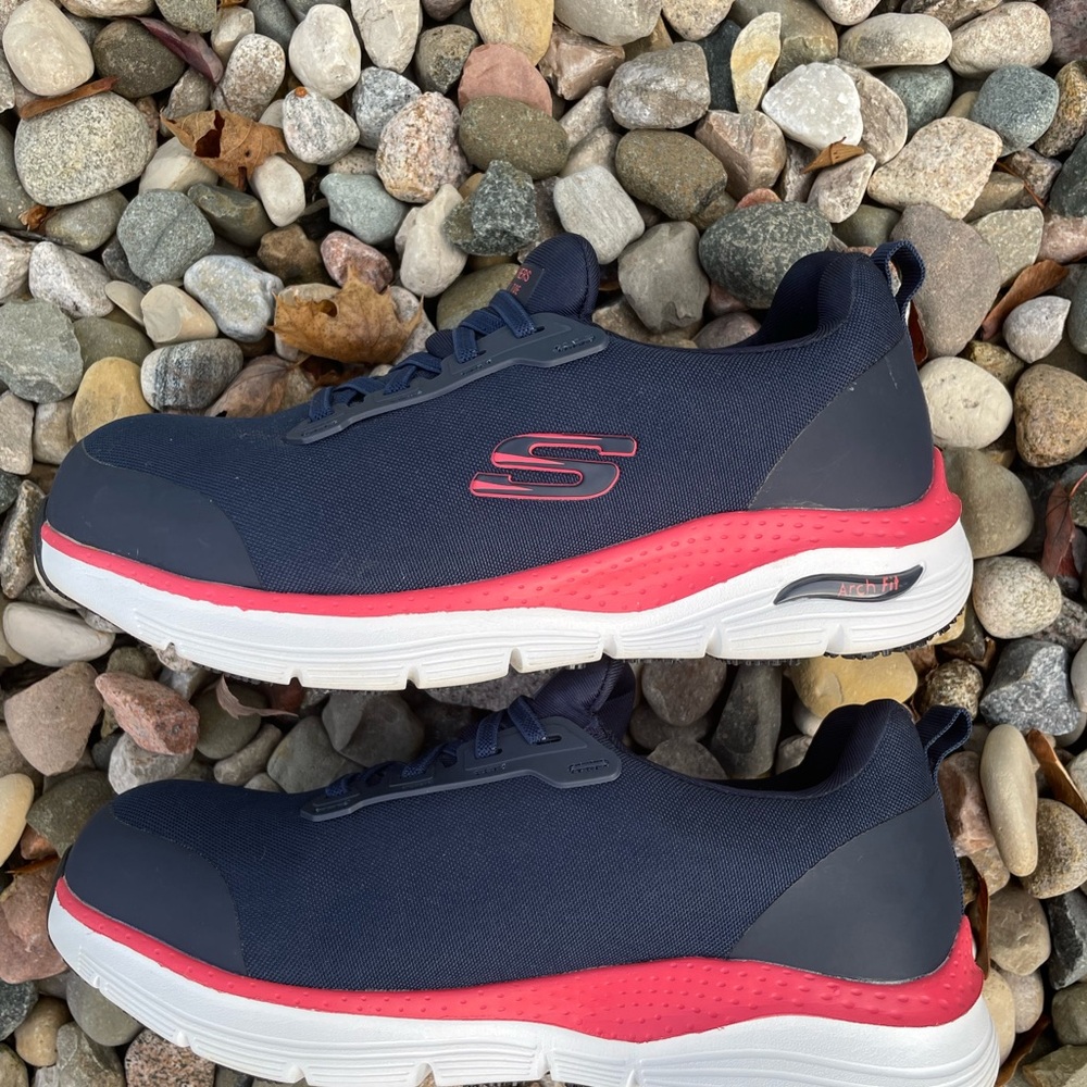 Skechers‎ Sadie Alloy Toe Slip Resistant Air Cooled Memory Foam Work Sneakers - Picture 4 of 13